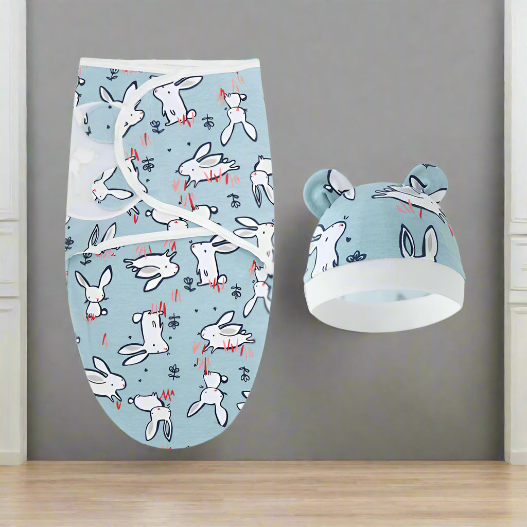couverture emmaillotage bébé babys bleu sécurisante