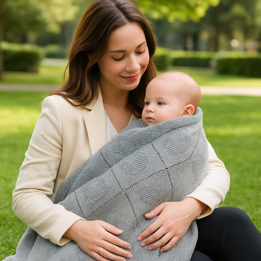 couverture bebe coton tricot matière respirante gris