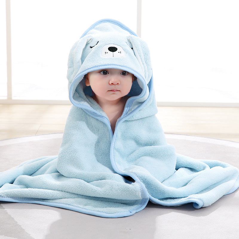 couverture bebe douce à capuche bleu