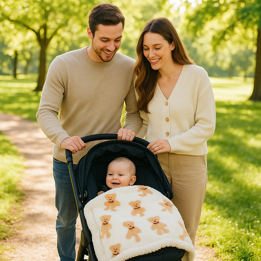couverture bebe polaire beige pour poussette