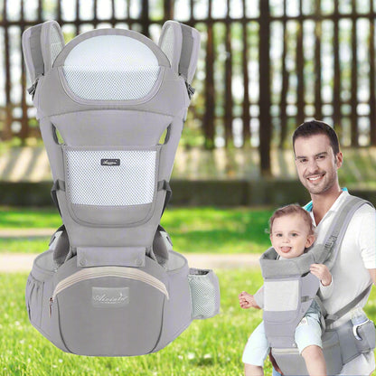 porte bebe gris ergonomique en coton