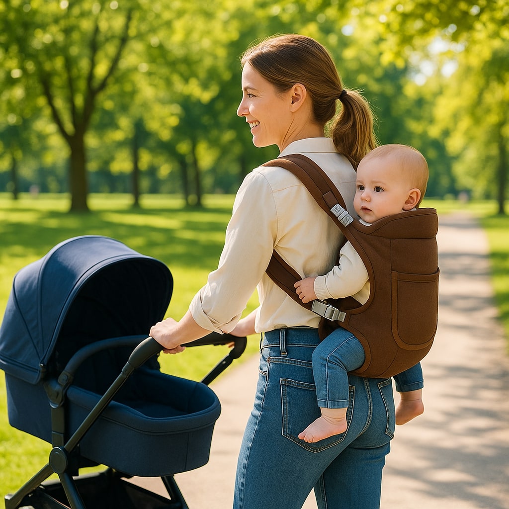 porte bebe naissance maron ergonomique position dorsale