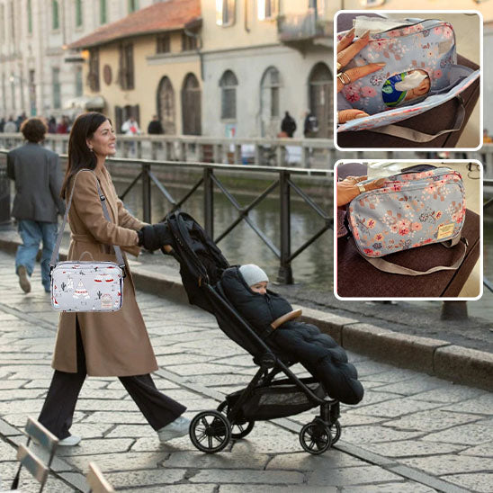 sac  a langer babybag gris clair en mouvement