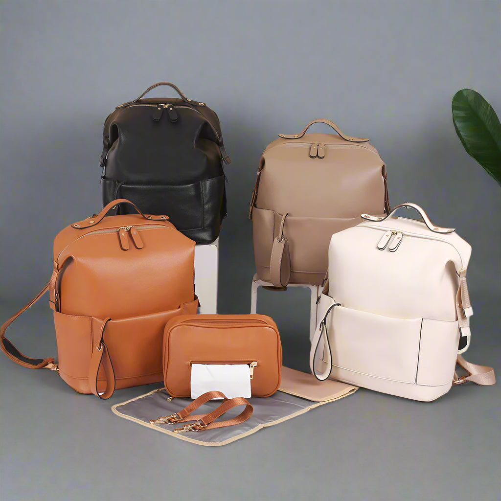 sac à langer sac à dos en cuir pu imperméable